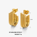 Triple layer irregular gold plated stainless steel hoop earrings size 1.8cm by 0.5cm - Geometric Line Earrings / Gold