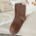 Thick warm brown Australian fleece crew socks for women in soft flat lay presentation - One Size / Dark Coffee