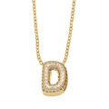 Goldene Halskette mit Buchstabe D Anhänger und funkelndem Pavé Zirkonia Besatz - Buchstabe D
