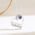Elegante S925 sterling zilveren hartketting voor mama met een paarse edelsteen hanger - 925 zilver / Paarse Strass (DY868)
