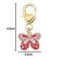 Pink and rose red butterfly keychain with gold heart lobster clasp, size 4.5x2.2cm - Pink