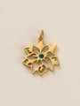 Pendentif cube en acier titane doré avec motif floral évidé et zircon bleu serti - Décembre Or (Pendentif)