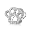Elegant silver paw print charm with sparkling cubic zirconia stones for jewelry making - Silver Hollow Pave Footprint (027)