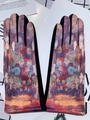 Artistic oil painting pattern suede gloves in vibrant colors on fashion background - One Size / Pattern 9 (Impressionist Abstract)