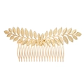 Elegant gold leaf metal hair comb accessory for vintage style hairstyling - H5 Gold