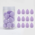 Set of 12 purple teardrop makeup sponges in a clear jar for wet and dry cosmetic use - 12Pcs Jar Light Purple