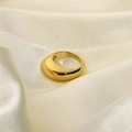 Polished 18K gold-plated stainless steel wide ring on white luxury satin fabric - Wide Polished Gold Ring-#6 (JDR201141-6)