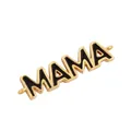 Gold plated MAMA letter connector with black enamel for DIY jewelry making - Gold Plated MAMA Letter Black Enamel