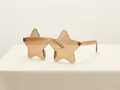 Star shaped rimless sunglasses for kids in brown amber color lens and trendy party style - Light Tea