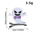 Halloween white ghost hair clip with purple glitter bow and precise size dimensions - White Ghost / White/Purple
