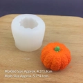 3D pumpkin silicone mold for candles and chocolate with size specs on wooden background - 3D Medium Pumpkin