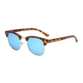 Klassische Halbrand-Sonnenbrille mit Schildpatt-Rahmen und blau verspiegelten Gläsern - Leopardenmuster Gold Rahmen Blau Verspiegelt Polarisiert C33