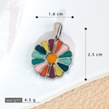 Colorful enamel flower pendant in silver finish with micro-pave cubic zirconia accents - SMP54308-Silver Colorful Enamel Sunflower Pendant