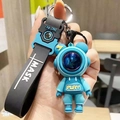 Hellblauer Astronaut Bär Schlüsselanhänger mit grauem Band und Metallclip - Großer Blitzbär--Grün
