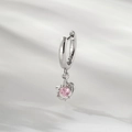 Créole planétaire en argent avec un pendentif en zircon en forme de cœur rose - Rose (À l'unité)