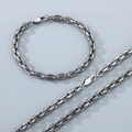 Conjunto de pulsera y collar de cadena marina en acero inoxidable con acabado vintage - Pulsera 21cm / Negro Mate