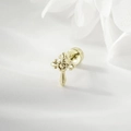 Golden fleur-de-lis cross screw-back earring for cartilage piercing on white fabric - Light Coffee Gold (Single Piece)