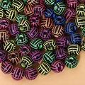 Colorful striped acrylic sphere beads with center holes for DIY jewelry making - 12mm Black Colored Volleyball (50pcs)