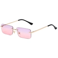 Gafas de sol rectangulares sin montura con lentes degradadas en color púrpura y rosa - Montura Dorada Degradado Rosa