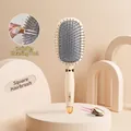 Square beige paddle brush with rose gold accents and matching hair cleaning tool - With Cleaning Claw / Square Comb (Beige)