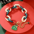 Detailed shot of Christmas chunky chain bracelet with red, white, and green matte links - D1049 (Chunky Chain Christmas Bag)