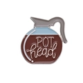 Kreative Emaille-Brosche in Kaffeekannenform mit POT head Text für Kleidung - Kaffeekanne