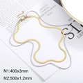Double layered gold and silver snake chain necklace set in stainless steel - Gold Flat Chain & Silver Fine Round Chain (KN232348-Z)