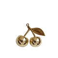 Detail shot of golden cherry pendant with leaf and polished metallic finish on white background - Agate Rich Gold Bronze Gold (No Hook)