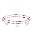 Detail of colorful beads waist chain with pink star pendants and golden accents - #7 Pink Star Style