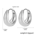 Boucles d'oreilles créoles huggie en acier inoxydable poli pour femme fini argenté - Couleur Acier (12mm)
