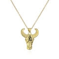 Détail du pendentif tête de taureau plaqué or 18 carats avec symbole gravé - Tête de Taureau Dorée