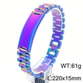 Regenboog iriserende titanium stalen gebogen plaat horlogeband armband voor dames - 15mm (220x15mm) / Kleurrijk