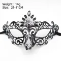 Retro Roman warrior masquerade mask in black with silver distressed finish and top jewel - Malachite Silver
