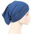 Detail of dark blue modal hijab cap showing soft knitted fabric texture and stitching - One Size / Navy Blue