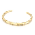 Minimalist golden bamboo joint cuff bracelet featuring a sleek open adjustable design - Gold (KB154546-KFC)