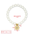 Detail view of 8mm pearl bracelet with evil eye charm showing 174mm inner perimeter - Blue Eye Round (LE19GD06)