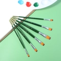 6-piece professional nylon flat paint brush set with green wooden handles in various sizes - 6Pcs Flat Peak HB002A / Dark Green