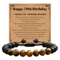 Bracelet 70e anniversaire en œil de tigre et perles mates sur carte de vœux - Thème 70ème Anniversaire