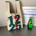 Christmas knit tote bag with red ribbon and green 12.25 patterns in beige - Beige 1225