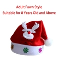 Adult reindeer Christmas hat with glittering snowflakes and 3D plush deer decoration - Reindeer Hat [Adult] No Light