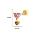 Gold stainless steel heart stud earring with pink zircon and blue diamond accents - 6# Gold (Pink & Blue Hearts)