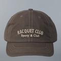 Λεπτομέρεια κεντήματος Racquet Club σε vintage βαμβακερό καπέλο μπέιζμπολ με μικρό γείσο - M / Καφέ