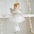 Handmade Christmas angel tree topper featuring white tulle skirt and silver wings, 16cm tall - White (Style A)