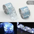 Light blue LED ribbon light with silver stars, 5cm width 2m length, glowing in the dark - Battery Box Flashing String / 2 Meters / Blue