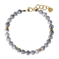 Pulsera de cuentas de piedra cebra rosa 6mm con cierre y cadena de acero inoxidable dorado - Piedra de Mapa/Acero Inoxidable / Pulsera de Piedra de Mapa