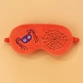 Mascherina per occhi in peluche arancione per Halloween con ragno e ragnatela - Ragno / Arancione