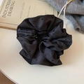 Close-up of black polka dot double-layer lace scrunchie on a decorative book - Gray Plaid Polka Dot (72# Hair Ring)
