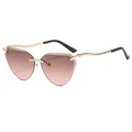 Frameless cat-eye sunglasses with pink gradient lenses and twisted golden metal temples - Tea Pink Lens (C5)