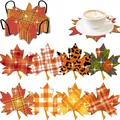 Fall-themed maple leaf diamond painting car coasters with plaid patterns and metal holder - Autumn Maple Leaf Plaid Style (BD997)