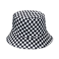 Cappello da pescatore a scacchi bianchi e neri con tesa in tela robusta per il sole - M (56-58cm) / Scacchiera Bianca e Nera